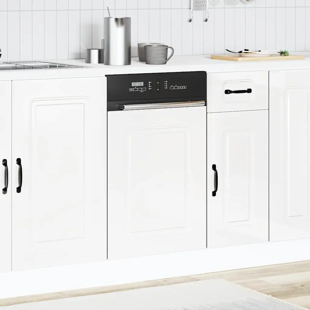 Dishwasher Panel High Gloss White Engineered Wood 45x57cm