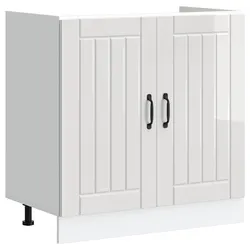 White Sink Base Cabinet Kitchen Storage Unit with Adjustable Feet Engineered