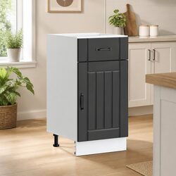 Kitchen Base Cabinet Black Engineered Wood Storage Sink Unit Adjustable Feet