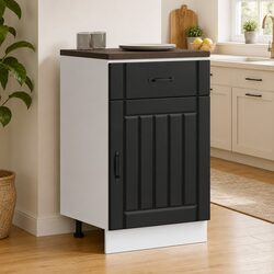 Kitchen Base Cabinet Black Engineered Wood Storage Cupboard Sink Unit Doors