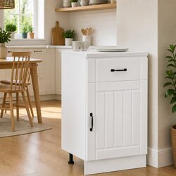 Kitchen Base Cabinet White High Gloss Engineered Wood Storage Sink Unit Doors