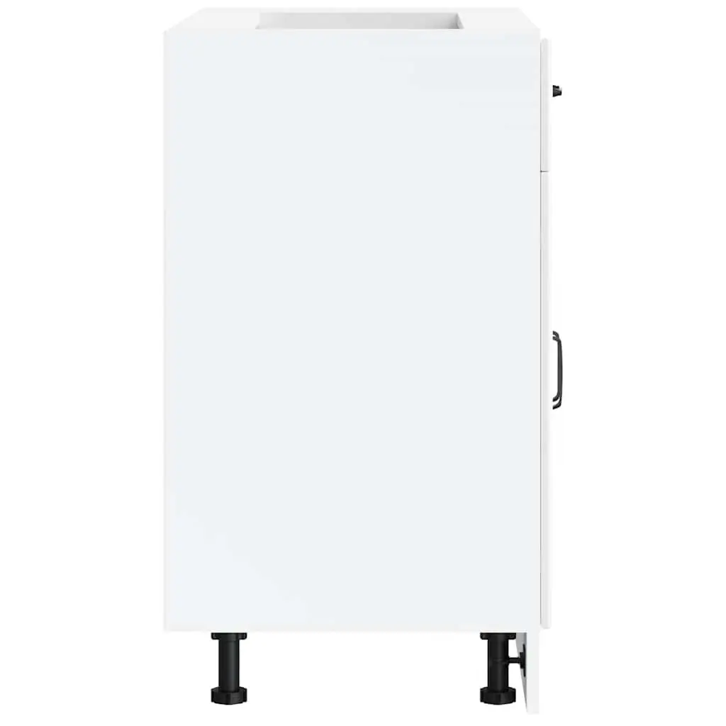 Sink Base Cabinet High Gloss White Engineered Wood Storage Cupboard