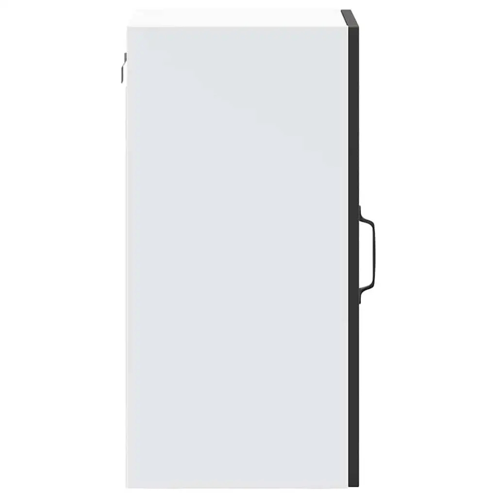 Kitchen Cabinet Glass Door Wall-Mounted Storage Black Engineered Wood
