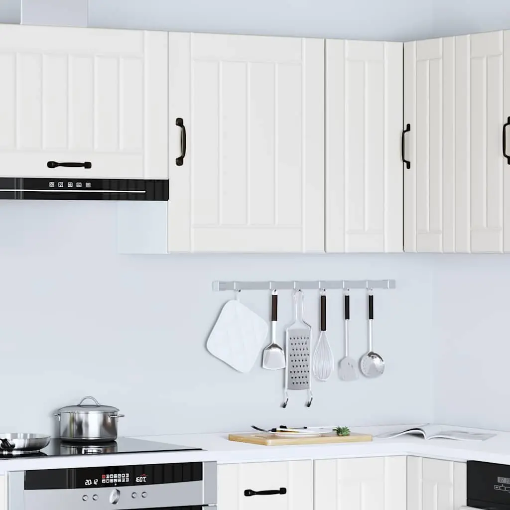 Kitchen Wall Cabinet White Engineered Wood Glass Door Storage Organiser