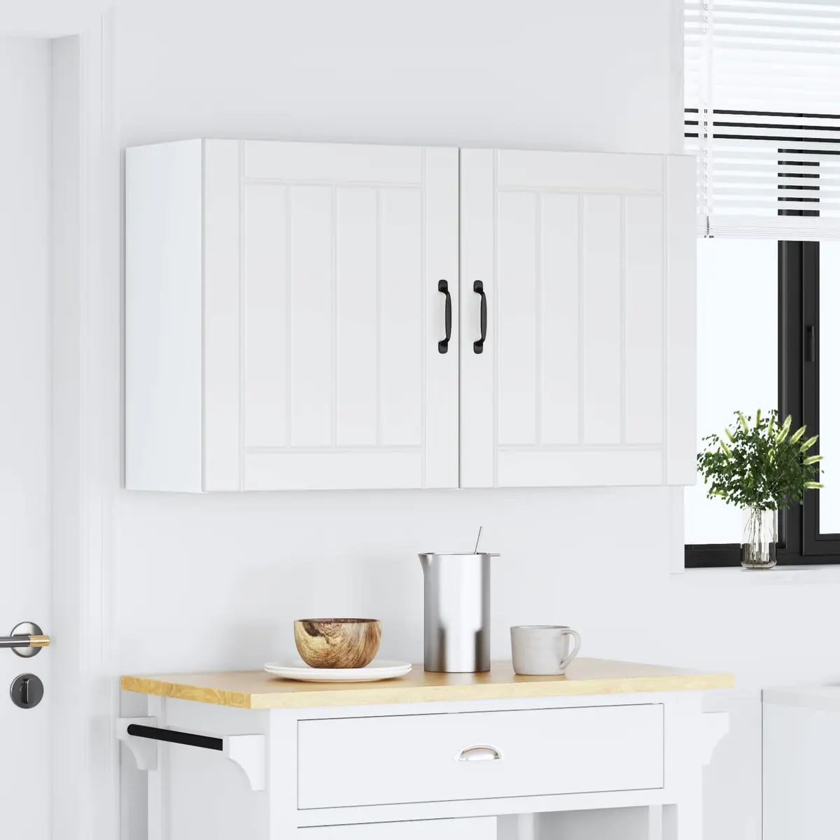 Kitchen Wall Cabinets 2 pcs White Engineered Wood Storage Cupboards Organiser