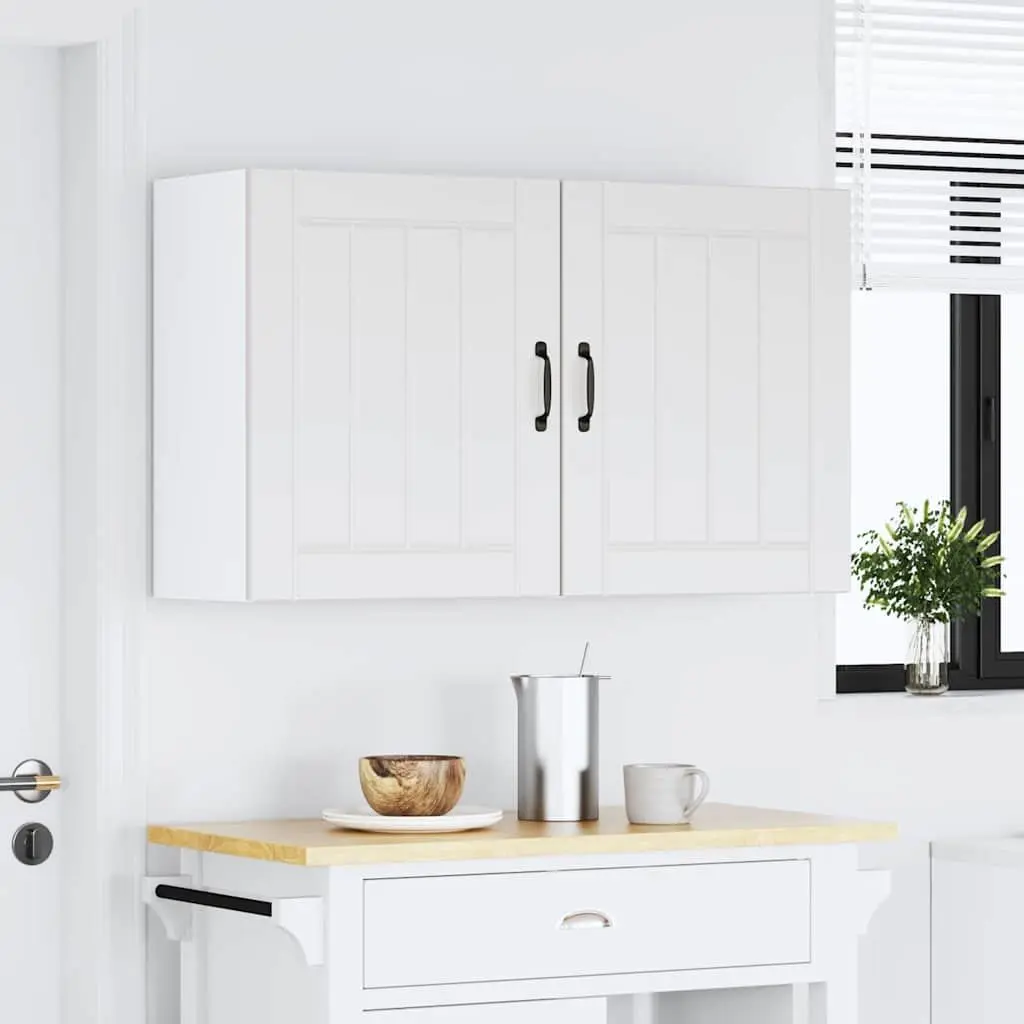 Kitchen Wall Cabinets 2 pcs White Engineered Wood Storage Cupboards Organiser