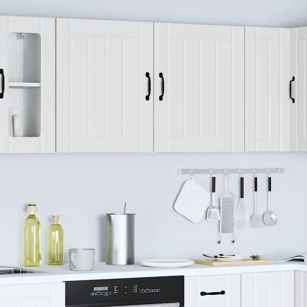 Kitchen Wall Cabinets 2 pcs White Engineered Wood Storage Cupboards Organiser