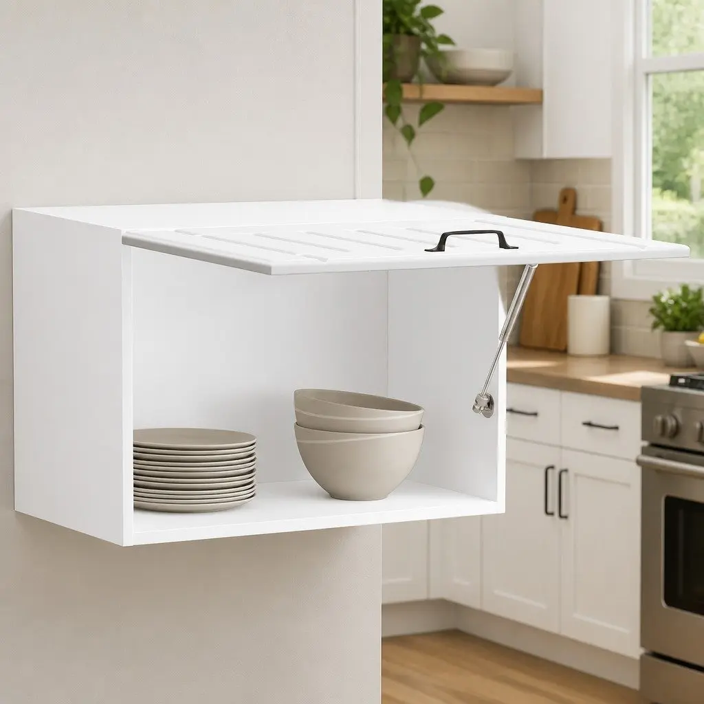 Kitchen Cabinet Wall-Mounted White Engineered Wood Glass Door Storage Organiser