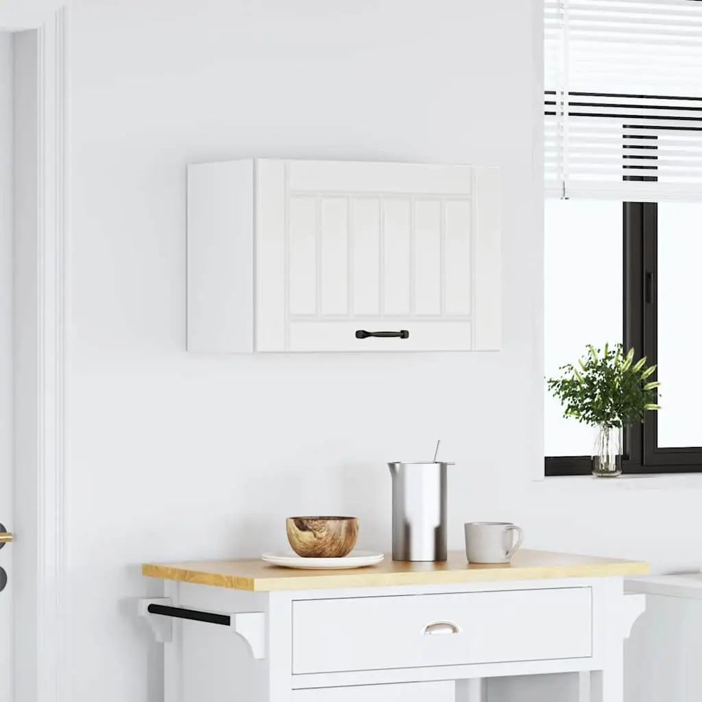 Kitchen Cabinet Wall-Mounted White Engineered Wood Glass Door Storage Organiser