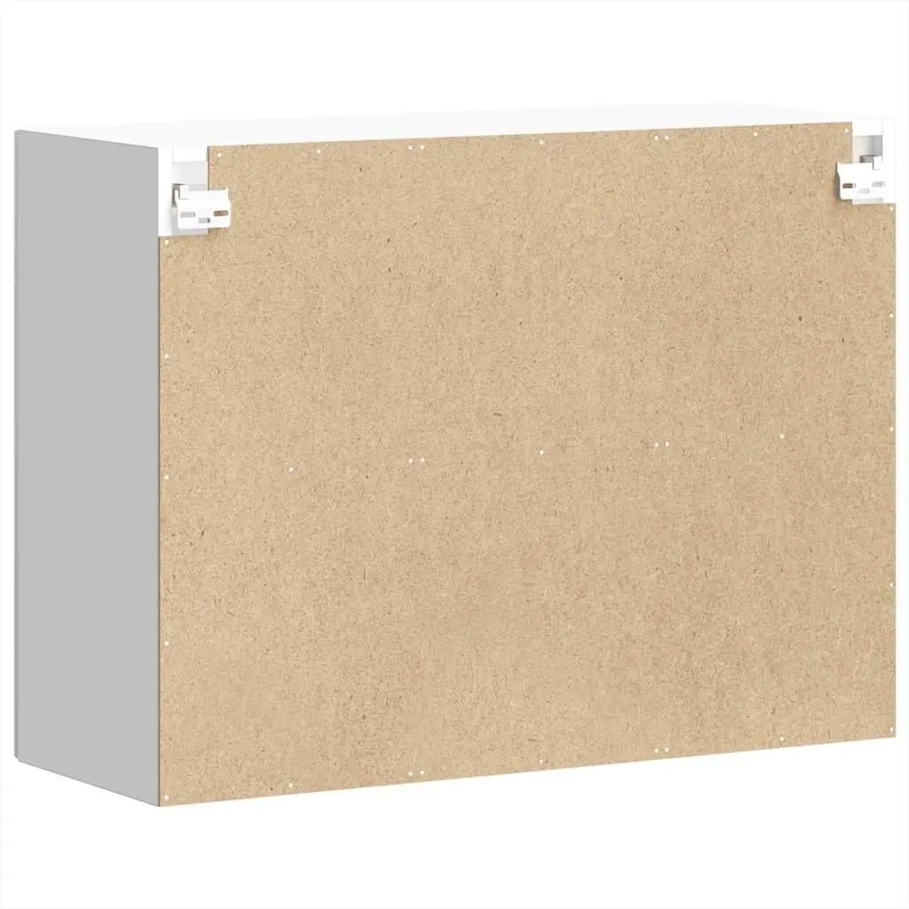 Kitchen Cabinet Glass Door Wall-Mounted White Engineered Wood Storage Organiser