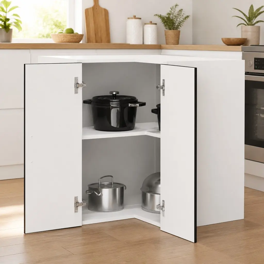 Kitchen Corner Cabinet Black Engineered Wood Wall-Mounted Storage Organiser