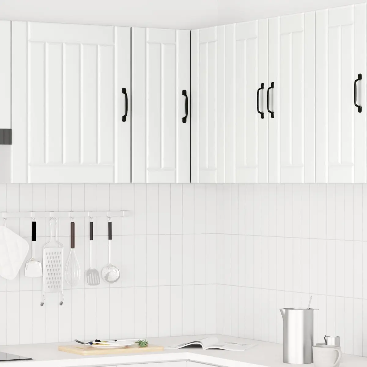 Kitchen Wall Corner Cabinet White High Gloss Engineered Wood Storage Cupboard