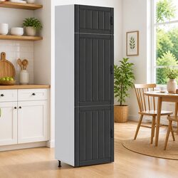 Kitchen Cupboard Black Engineered Wood Cabinet Storage Doors Adjustable Feet