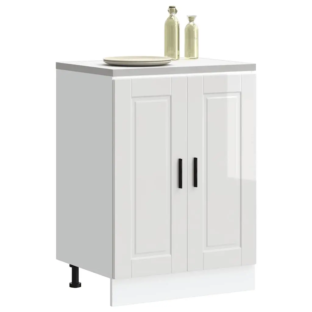 Kitchen Base Cabinet White Engineered Wood Storage Cupboard Adjustable Doors