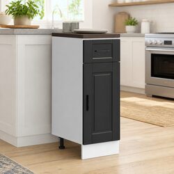 Kitchen Base Cabinet Black Engineered Wood Storage Cupboard with Adjustable Feet