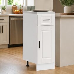 Kitchen Base Cabinet Storage Unit White Gloss Engineered Wood Adjustable Feet