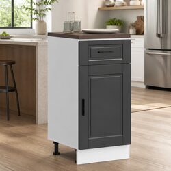 Kitchen Base Cabinet Black Engineered Wood Storage Organiser Cupboard Unit