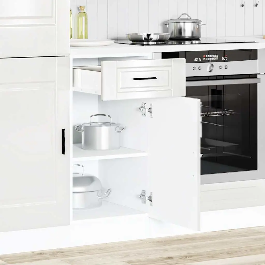 Kitchen Cabinet Engineered Wood High Gloss White Storage Cupboard