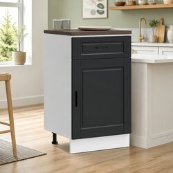 Kitchen Base Cabinet Black Engineered Wood Storage Cupboard Doors Adjustable