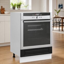 Kitchen Oven Cabinet Black Engineered Wood Storage Unit Compact Space-Saving