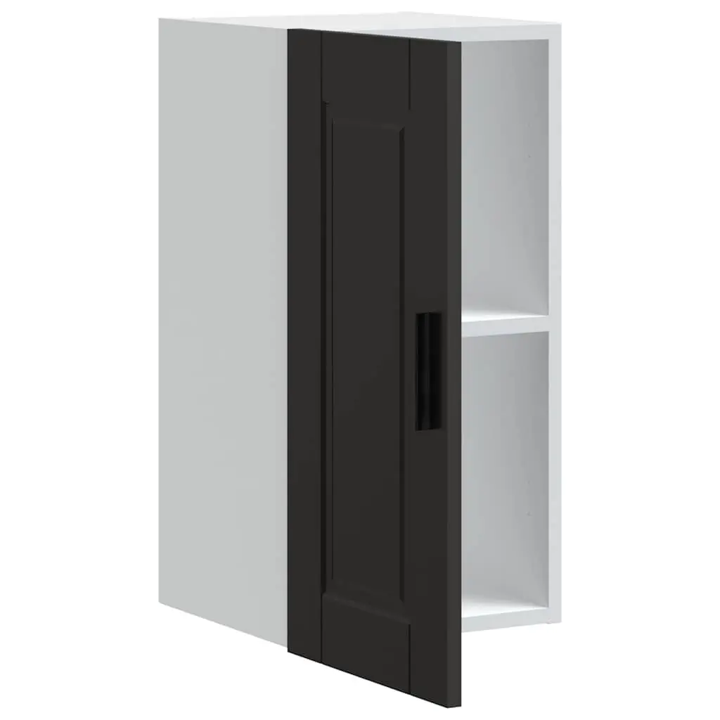 Kitchen Wall Cabinet Black Storage Unit Engineered Wood Mounted Organizer