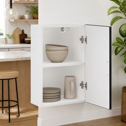 Kitchen Wall Cabinet Black Engineered Wood Storage Mounted Organiser Cupboard