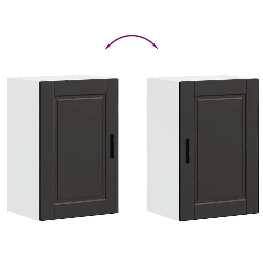Kitchen Wall Cabinet Black Engineered Wood Storage Mounted Organiser Cupboard