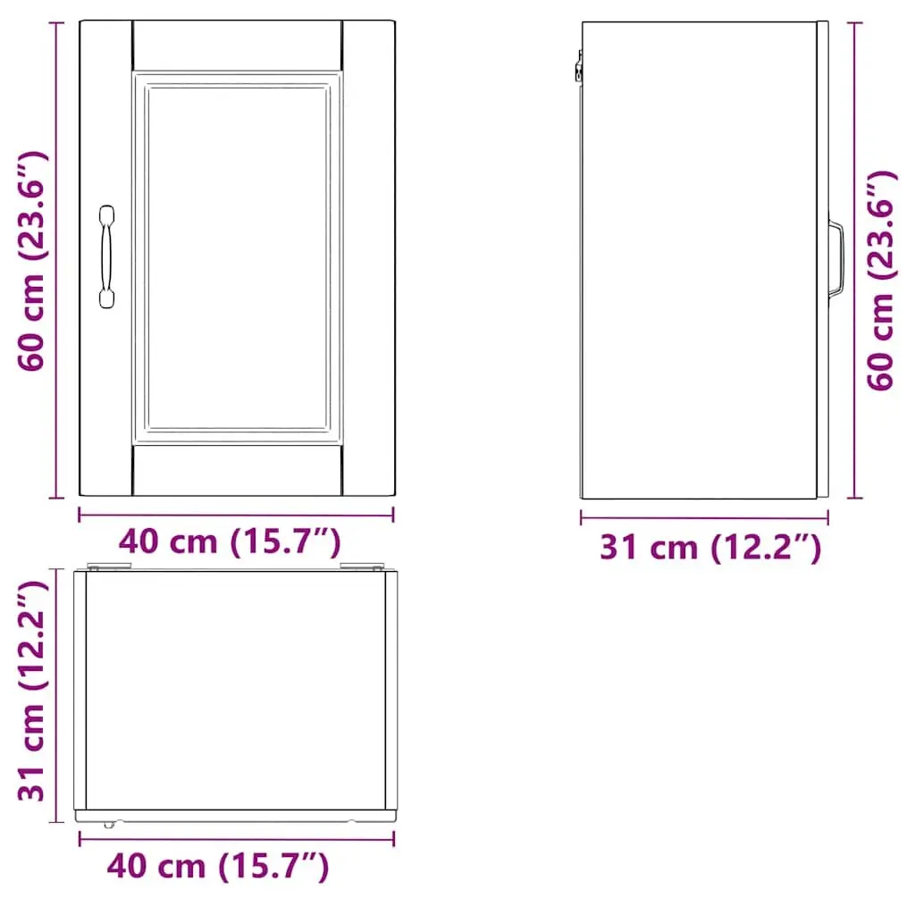 Kitchen Wall Cabinet Black Engineered Wood Storage Mounted Organiser Cupboard