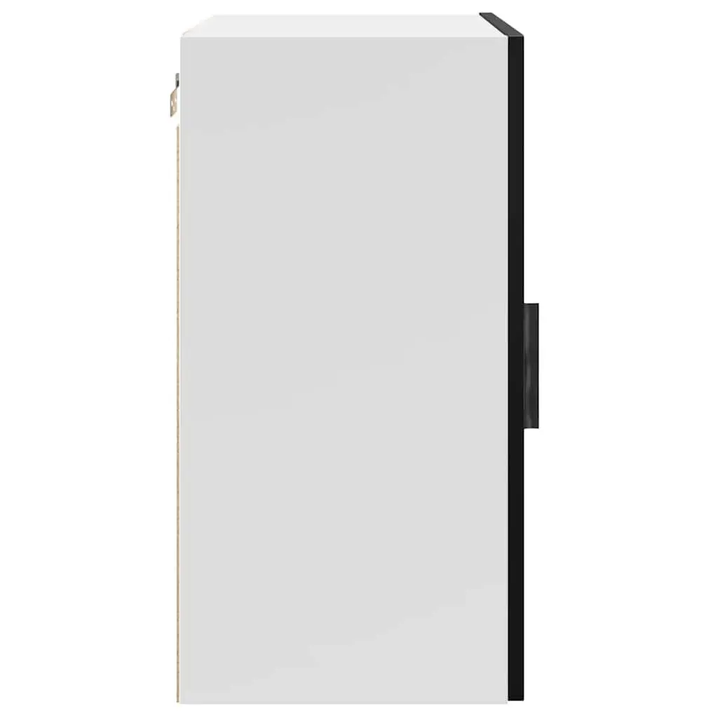 Kitchen Wall Cabinet Black Engineered Wood Storage Mounted Organiser Cupboard