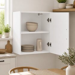 Kitchen Wall Cabinet White Engineered Wood Storage Cupboard Door Mounted