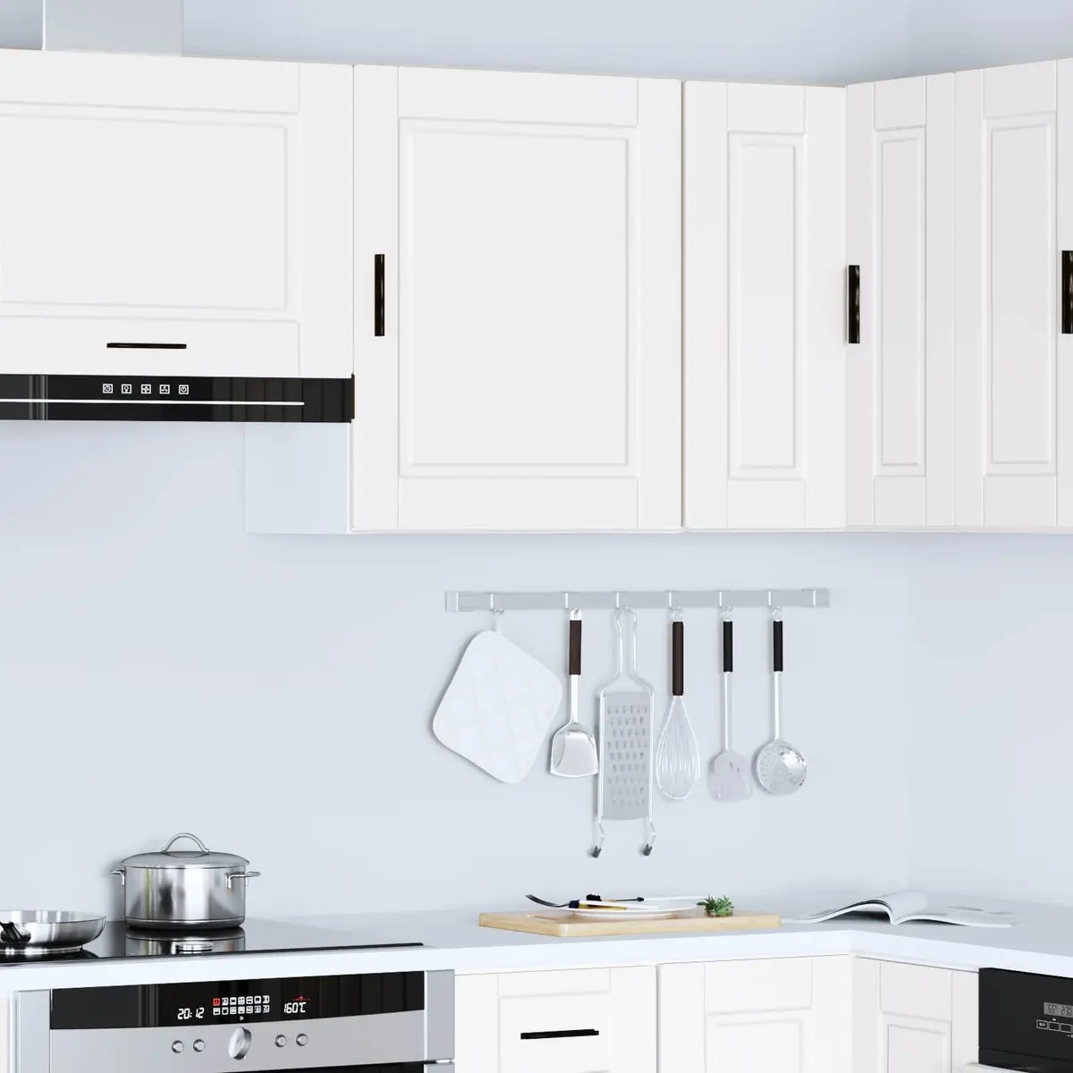 Kitchen Wall Cabinet White Engineered Wood Storage Cupboard Door Mounted