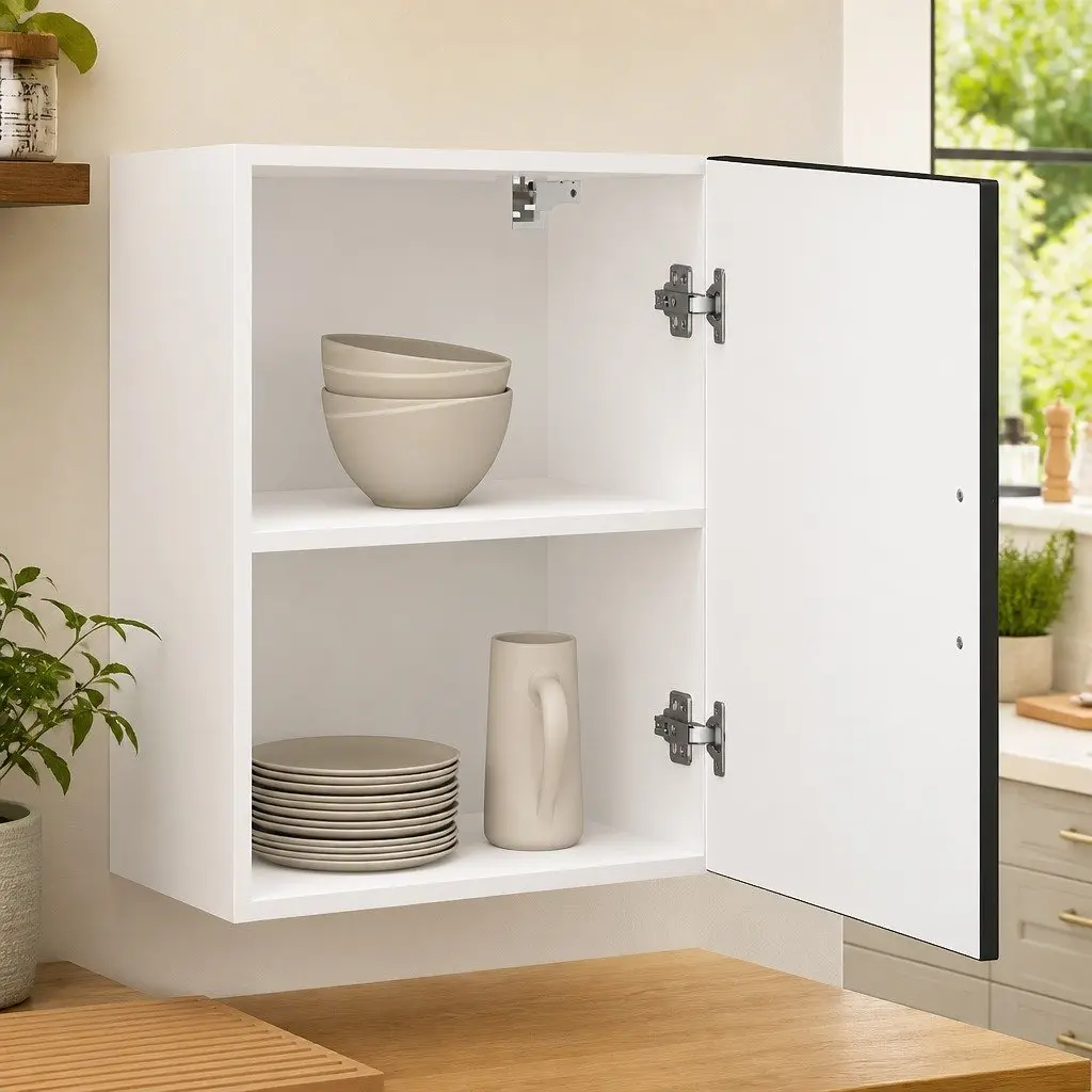 Kitchen Wall Cabinet Storage Cupboard with Door Mounted Engineered Wood White