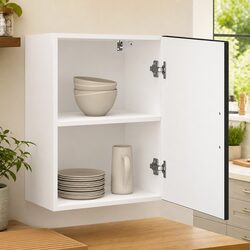 Kitchen Wall Cabinet Storage Cupboard with Door Mounted Engineered Wood White