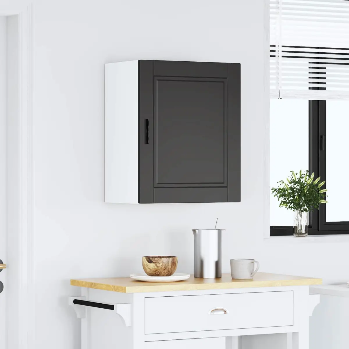 Kitchen Wall Cabinet Storage Cupboard with Door Mounted Engineered Wood White
