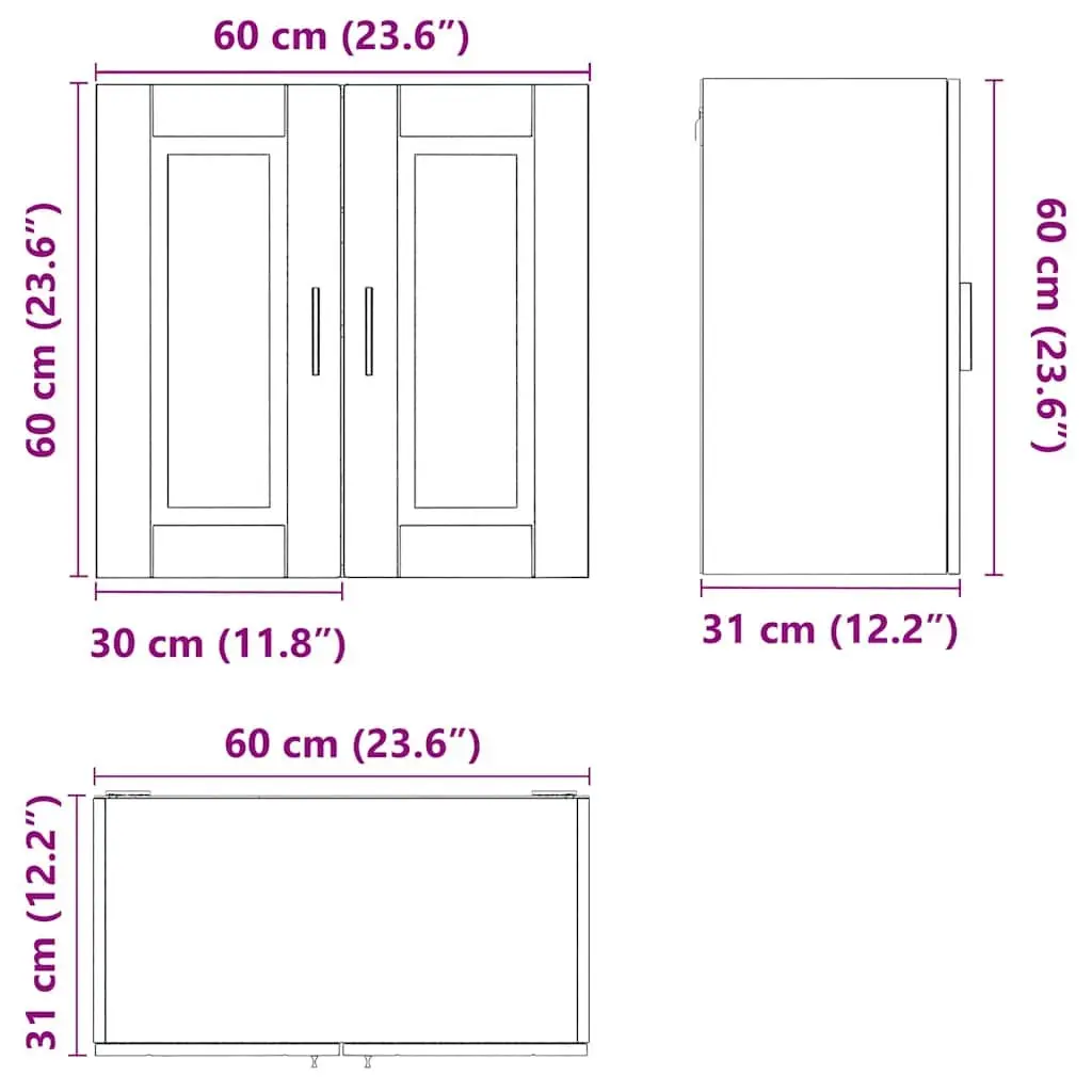 Kitchen Wall Cabinet Black Engineered Wood Storage Organizer with Door