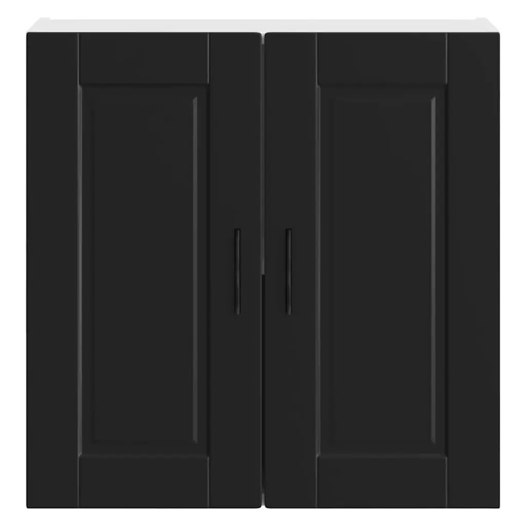 Kitchen Wall Cabinet Black Engineered Wood Storage Organizer with Door