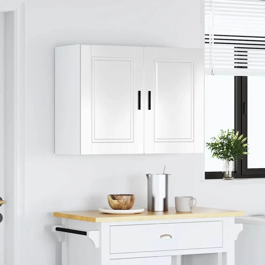 Kitchen Wall Cabinet White High Gloss Engineered Wood Storage Cupboard Organiser