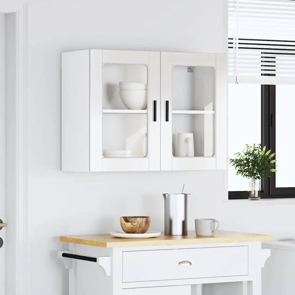 Kitchen Wall Cabinet Glass Door White High Gloss Wall-Mounted Storage Cupboard