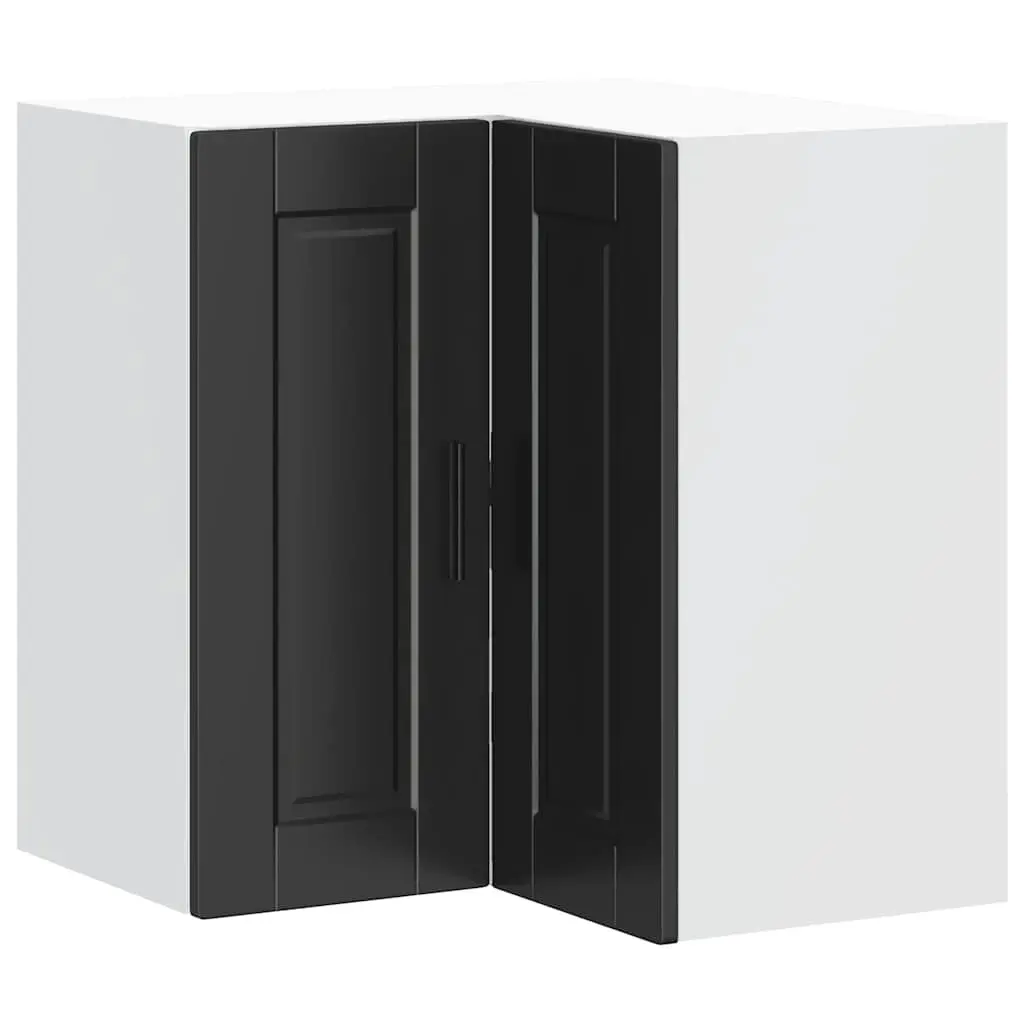 Kitchen Wall Corner Cabinet Black Engineered Wood Storage Unit Cupboard