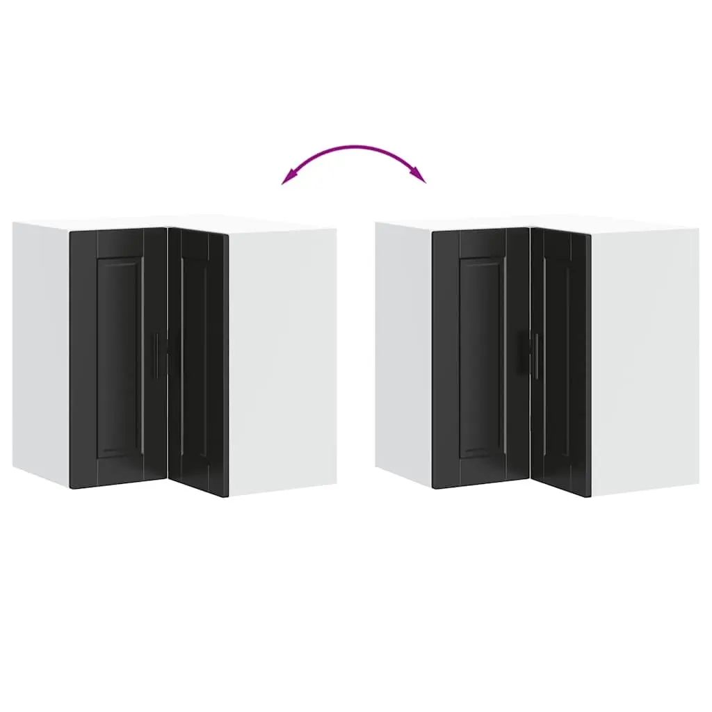 Kitchen Wall Corner Cabinet Black Engineered Wood Storage Unit Cupboard