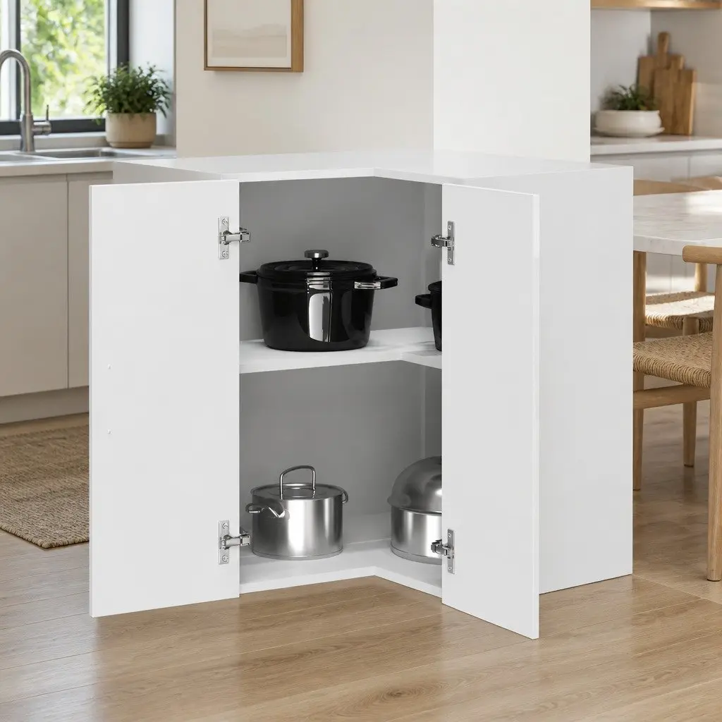 Kitchen Corner Cabinet Wall-Mounted White High Gloss Engineered Wood Storage