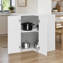 Kitchen Wall Corner Cabinet White Engineered Wood High Gloss Storage Cupboard