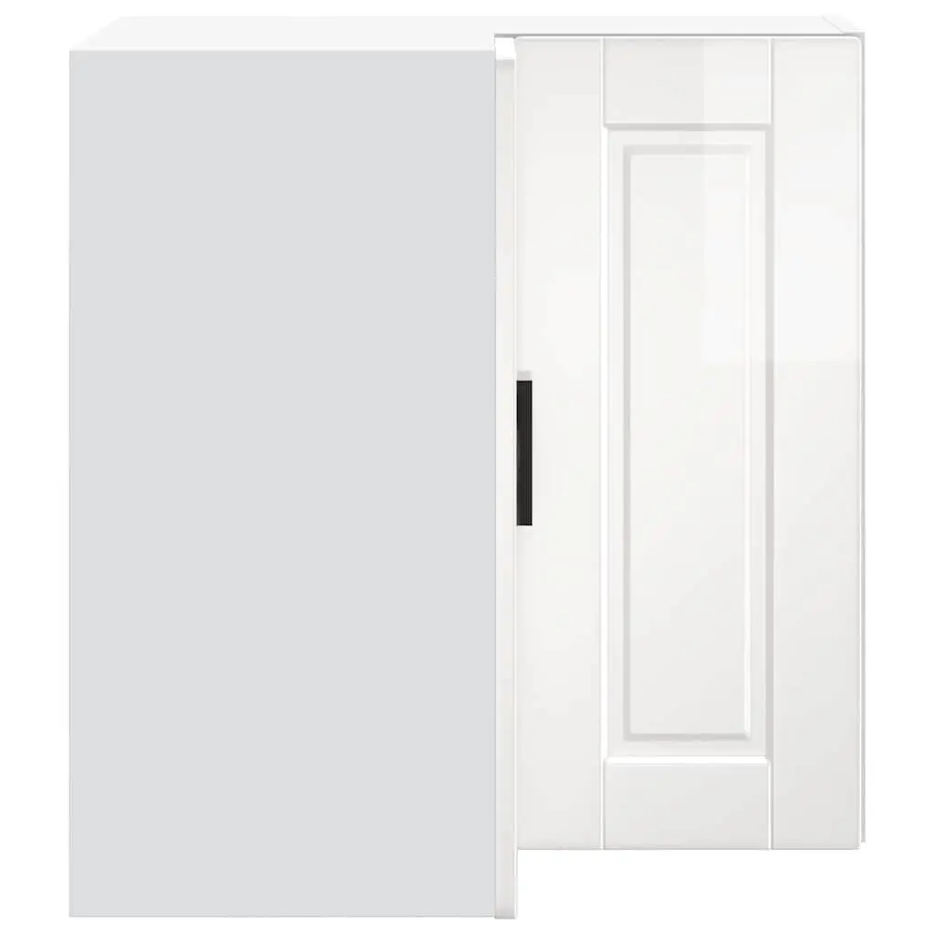 Kitchen Corner Cabinet Wall-Mounted White High Gloss Engineered Wood Storage