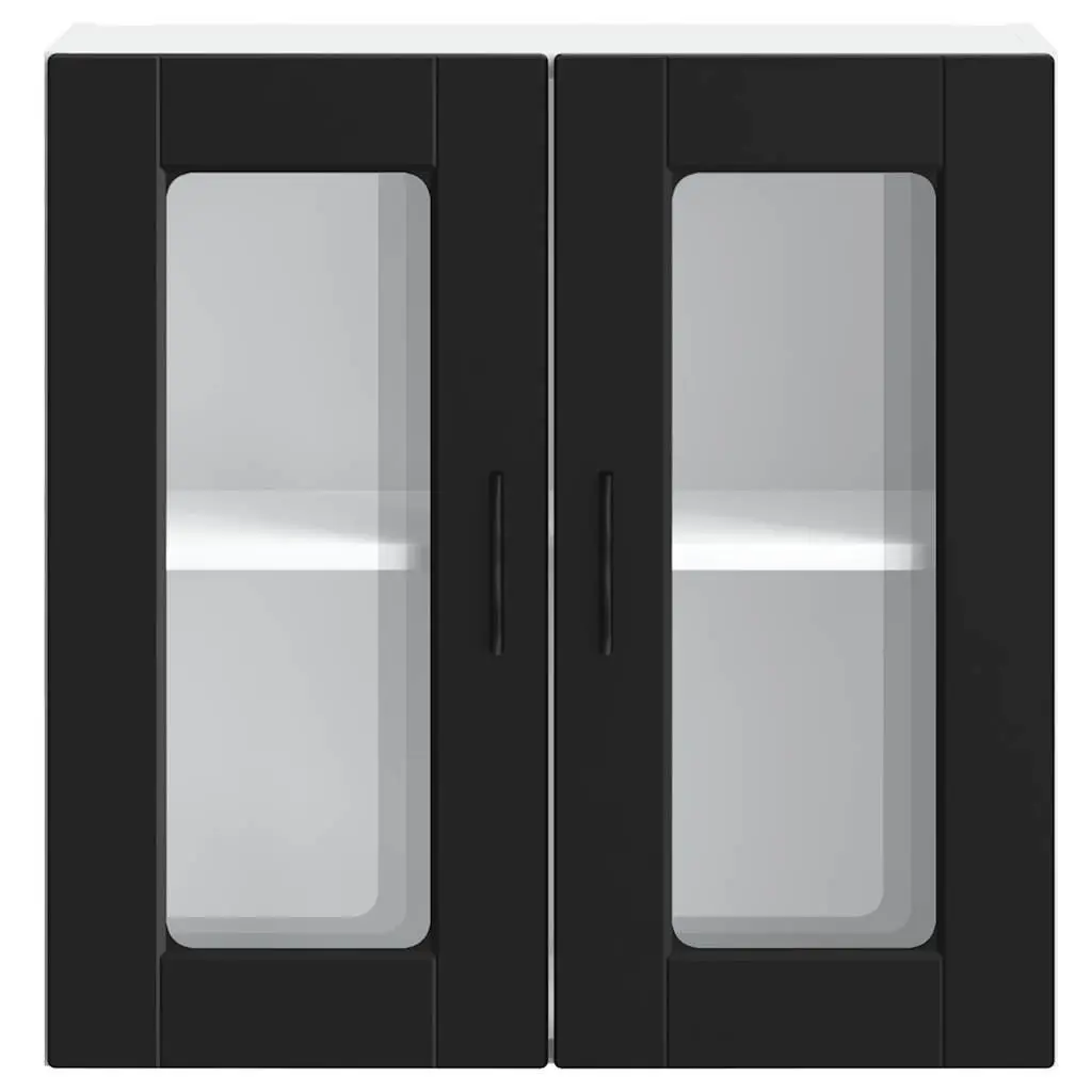 Kitchen Cabinet Wall-Mounted Black Glass Door Storage Organiser