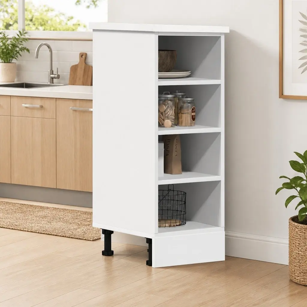 Bottom Kitchen Cabinet White Storage Cupboard Engineered Wood 30x44.5x81.5cm
