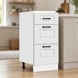Kitchen Base Cabinet White Engineered Wood Storage Cupboard Doors Adjustable
