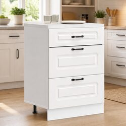 Kitchen Base Cabinet White Storage Cupboard Engineered Wood Adjustable Feet