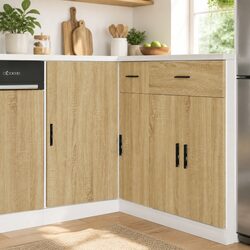 Kitchen Base Cabinet Brown Engineered Wood Storage Cupboard Sink Unit Furniture