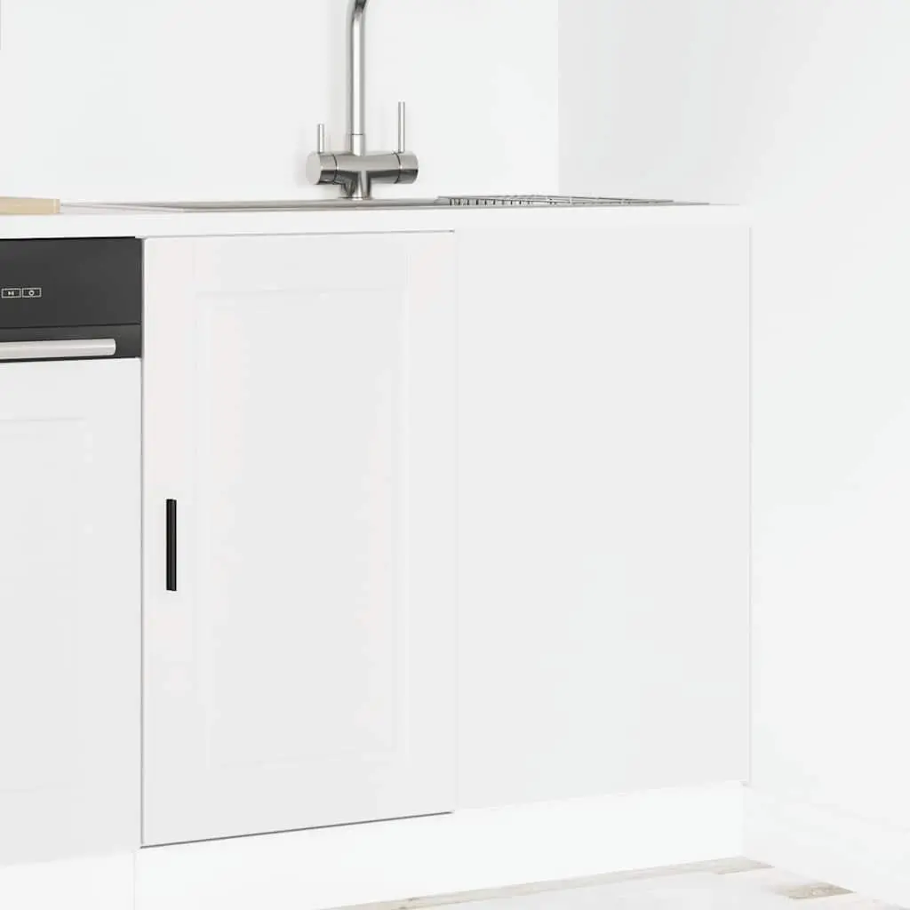 Kitchen Base Cabinet White Engineered Wood Storage Cupboard with Doors