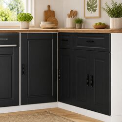 Kitchen Base Cabinet Black Engineered Wood Storage Cupboard Adjustable Feet